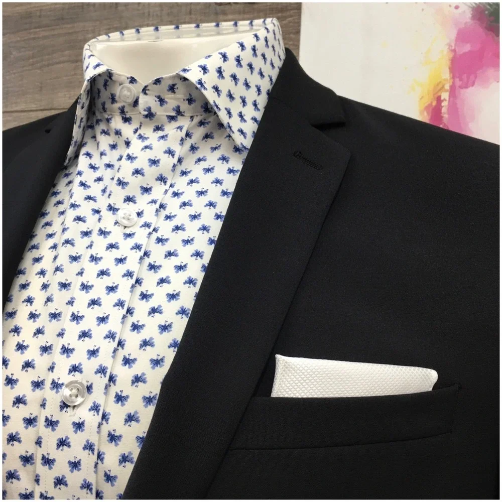 BAR III Men Wool Blazer Sport Coat Casual Jacket Size 42L Slim‎ Fit Black Suit